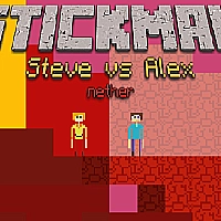 Stickman Steve vs Alex - Nether Game Cover
