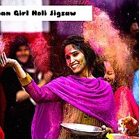 Indian Girl Holi Jigsaw Game Cover