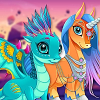 Cute Unicorns And Dragons Puzzle Game Cover