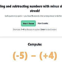Maths Quiz with Negative Numbers Game Cover