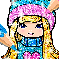 Girls Coloring Book Glitter Game Cover