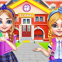 Twins sisters back to school Game Cover