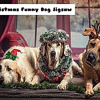 Christmas Funny Dog Jigsaw Game Cover