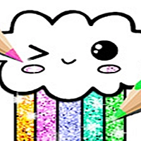 Kawaii Coloring Book Glitter - Drawing Book Game Cover