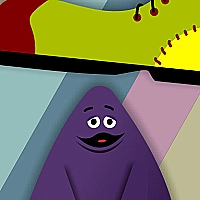 Grimace vs giant clown shoes Game Cover