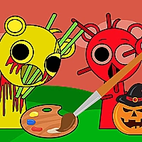 Halloween Sprunki Coloring Book Game Cover