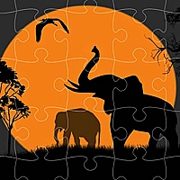 Elephant Silhouette Jigsaw Game Cover