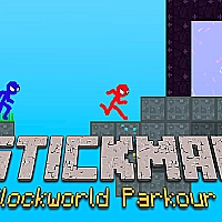Stickman Blockworld Parkour 2 Game Cover