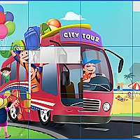 Kids and Vehicles Jigsaw Game Cover